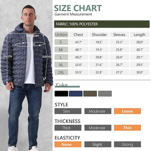 Veste matelassée décontractée pour hommes Manteau d'hiver avec fermeture éclair complète Bomber matelassé Veste respirante en toile à capuche coupe-vent Vêtements d'extérieur isolés - Product Image 6