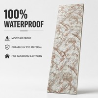 Panneau mural en PVC UV en marbre rouge crème Breccia, imperméable, revêtement décoratif intérieur
