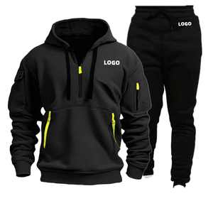 Ensemble survêtement décontracté deux pièces personnalisé avec logo, de haute qualité, lourd, uni, survêtements personnalisés - Product Image 1