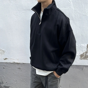 เสื้อกันหนาวมีฮู้ดแบบสวมศีรษะมีซิป14ไซส์ใหญ่พิเศษผ้าฝ้าย100% เรียบมีซิปคอเต่า - Product Image 1