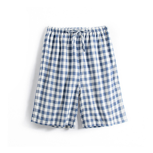 Pantalones cortos de dormir de talla grande para hombre, pijama de playa transpirable ecológico con estampado a cuadros suaves de algodón, ropa de dormir - Product Image 6