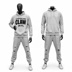 Pantalon de survêtement évasé personnalisé de haute qualité 450gsm en polaire baggy 100% coton et ensemble de survêtement à capuche zippé pour hommes - Product Image 6