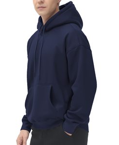 Sudadera con capucha de mezcla de algodón acogedora para hombre para deportes al aire libre Chaqueta de gimnasio de moda con bolsillo frontal Impresión digital de moda para invierno - Product Image 3