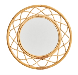 Miroir mural en rotin rond écologique Miroir décoratif en bambou tissé naturel Boho pour salon chambre à coucher décor à la maison - Product Image 1