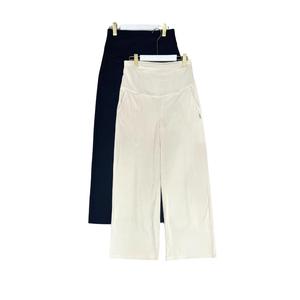 Pantalones de pierna ancha de maternidad con estampado informal de alta calidad para mujeres embarazadas cómodos con logotipo de cintura Q275 - Product Image 1