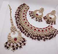 Ensemble de collier choker traditionnel Mehendi avec Maang Tikka pour femmes, ensemble de bijoux de mariée, bijoux ethniques indiens pour mariage et fêtes