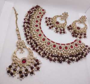 Traditional Mehendi Polish Choker Necklace <b>Set</b> With Maang Tikka For Women Bridal <b>Jewelry</b> <b>Set</b> Ethnic <b>Indian</b> Wedding & Party Wear - Product Image 2