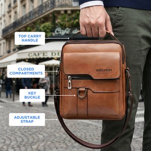Sac bandoulière antivol en cuir avec élégante décoration en lettres - Product Image 2