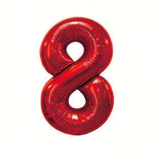 Globo de Fiesta con Número Rojo N8 de 100cm, Paquete de 12 Unidades - Product Image 2