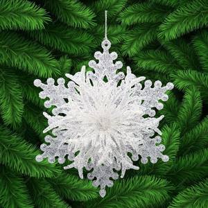 Décoration de Noël et du Nouvel An, paillettes blanches, champagne argenté, paillettes blanches, acrylique transparent plaqué iridescent, ornement flocon de neige 3D - Product Image 3