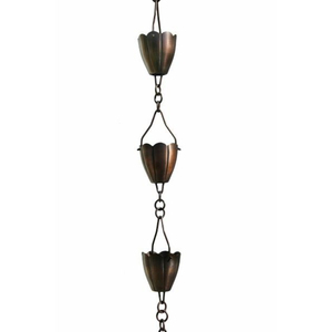 Cadenas de Lluvia de Metal con Recubrimiento Negro en Forma de Pétalo de Flor, Campanas de Lluvia, Canalón, Decoración para Jardín Exterior del Hogar - Product Image 4