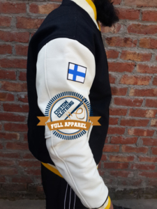 Veste Letterman en cuir véritable de laine de qualité supérieure de haute qualité avec col montant patchs en chenille de Style High Street pour l'hiver - Product Image 2