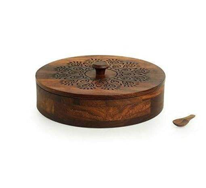 Boîte ronde en bois pour chapati pour la maison, l'hôtel, le restaurant, conteneur à chapati, boîte à succès, meilleure qualité en provenance d'Inde - Product Image 5