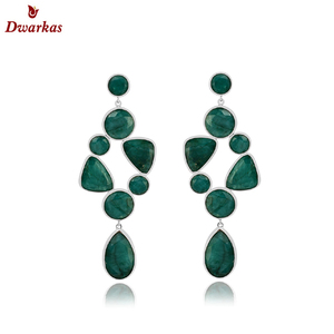 คุณภาพสูง925เงินสเตอร์ลิงหยกสีเขียวธรรมชาติขนาดใหญ่ตุ้มหูแบบห้อยสำหรับสุภาพสตรีและสตรี - Product Image 2