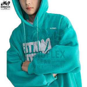 Fourniture d'usine de vêtements de sport surdimensionnés sweats à capuche imprimés bouffants basiques coton mélangé personnalisé respirant sweats à capuche imprimés bouffants pour hommes - Product Image 5