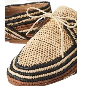 UNISEX Raffia shoes christmas day Comfortable Handmade Natural Raffia Sandals Customized Natural Moroccan Raffia Loafers