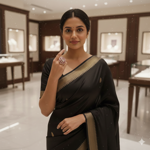 Bague en argent 925 avec diamant moissanite et pierre rose - Product Image 4