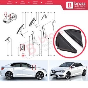 Juego de Cubiertas Decorativas Triangulares para Espejos Retrovisores Laterales BSP1131 para Megane MK4 2016 en Adelante 638752672R 638744983R - Product Image 5