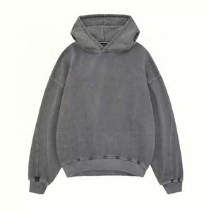 Sudadera con capucha para hombre y mujer, conjunto de ropa deportiva de lana de 100% algodón con lavado ácido para exteriores, chándal unisex de entrenamiento con logo bordado personalizado - Product Image 3