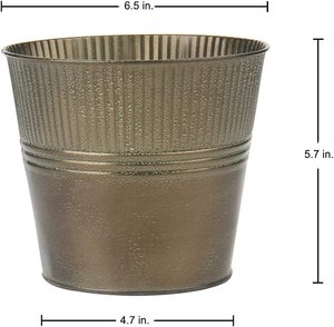 Soporte de maceta de pátina de metal redondo de estaño galvanizado de diseño superior para cubos de flores de decoración interior y exterior de granja - Product Image 3