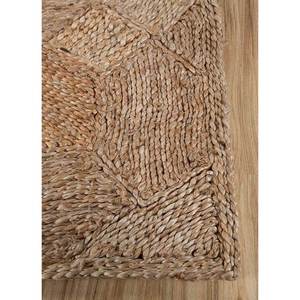 พรมทอแบนสีเบจและสีน้ำตาล Nomadic Threads ทำจากปอกระเจาและป่าน ขนาด 9x12 ฟุต ลายเรขาคณิตนามธรรม รูปทรงสี่เหลี่ยมผืนผ้า สำหรับห้องนั่งเล่น รุ่น PDJT-470 - Product Image 4