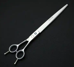 Toiletteurs professionnels 7 pouces 440c en acier inoxydable droit incurvé amincissant Kit de ciseaux de toilettage de cheveux de chien de compagnie - Product Image 1