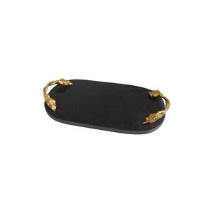 Vintage Gold Plated Pure <b>Marble</b> Table Top Kitchen Ware Food <b>Tray</b> Exclusive Quality Large Home Dining Table Food Serving <b>Tray</b> - Product Image 5