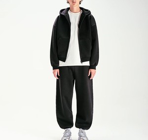 Logo personnalisé lourd 450GSM coton polaire vierge survêtement zippé pantalon de survêtement et sweat à capuche baggy ensemble survêtements pour hommes - Product Image 5