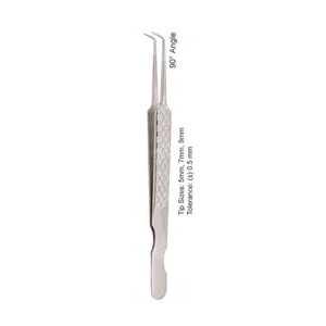 Pince à épiler d'extension de cils en acier inoxydable à 90 angles, couleur argentée, différents modèles - Product Image 3