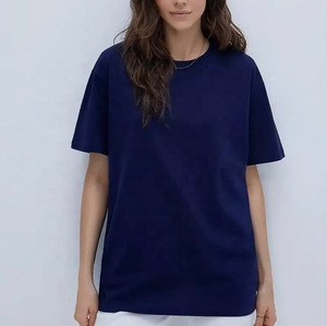 Camisetas de algodón de gran tamaño de diseño personalizado para mujer, transpirables, con hombros caídos, ropa de calle holgada, estilo de impresión de logotipo personalizado - Product Image 2