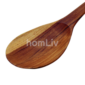 Spatule arrondie en bois de teck écologique et naturel, durable, sans peinture ni vernis, halal, personnalisable pour la cuisine - Product Image 3