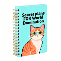 Organiseur/Agenda à spirale personnalisé avec pages à feuilles mobiles, motif chat pixelisé amusant pour journalisation quotidienne scolaire