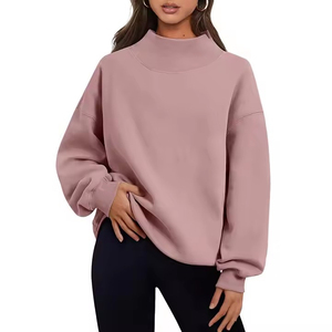 เสื้อสเวตเชิ้ตคอกลมผ้าฝ้ายหนานุ่มสำหรับผู้หญิง ทรงโอเวอร์ไซส์ ผลิตจากผ้าฟลีซรักษ์โลก สไตล์ลำลอง ยาวพิเศษ เหมาะสำหรับฤดูใบไม้ร่วงและฤดูหนาว - Product Image 4