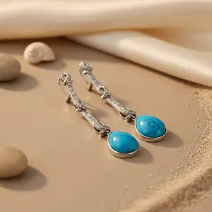 Pendientes de Plata 925 con Turquesa para Mujer, Joyería de Moda - Product Image 2