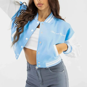 New Arrival Long <b>Sleeve</b> <b>Short</b> Length Casual Wear <b>Women</b> Crop Varsity <b>Jacket</b> Top Trending Custom Color <b>Women</b> Letterman <b>Jacket</b> - Product Image 3