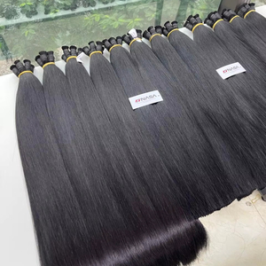 High Quality Super Double Drawn Vietnamese Human Hair 100% Virgin Black Hair Natural Hair Bulk <b>Bleached</b> Full/<b>Thick</b> Ends - Product Image 1