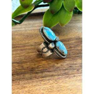 Golden Hills Turquoise Sterling <b>Silver</b> <b>Adjustable</b> Boho Statement <b>Ring</b> - Product Image 4