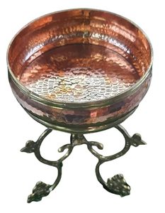 Beautifully Designed Copper Urli Bowl with Carved <b>Stand</b> Made of Brass and Glass for Home Decoration for Gifting - Product Image 1