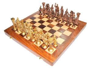 15.35 Premium Retro Metal International <b>Chess</b> Board <b>Set</b> Vintage Brass <b>Chess</b> Pieces Wooden Checker Board gifts chees - Product Image 4