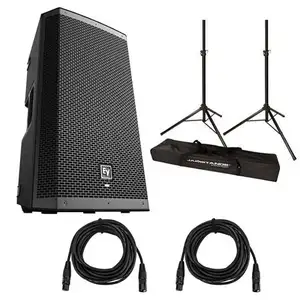 ORIGINAL NEW ZLX-12BT 12 2-Way 1000W Powered Loudspeaker Kit with Two Speakers Stands Covers and Cables