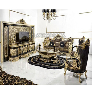 <b>Persian</b> Style Royal Living Room <b>Furniture</b> Set Custom Size Latest Couch DST Exports Lavish Bungalow Style Wooden Black Gold <b>Sofas</b> - Product Image 1