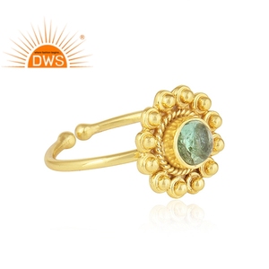 Anillo apilable de piedras preciosas de turmalina verde Natural chapado en oro de 18 quilates de plata esterlina superventas, joyería para mujer, regalo para ella - Product Image 3