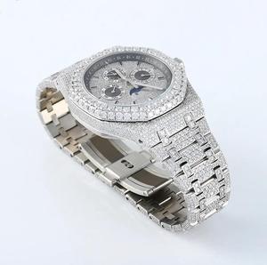 Luxury Unisex Wrist <b>Watch</b> Trendy Hip Hop Design VVS Moissanite Diamond Tester Chronograph ETA Glass Analog Display Stainless - Product Image 3