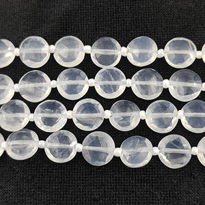 ลูกปัดควอตซ์น้ำแข็งทรงเหรียญเหลี่ยมเพชร ขนาด 8-9 มม. จำนวน 20-22 เม็ดต่อเส้นยาว 8 นิ้ว สำหรับทำเครื่องประดับควอตซ์น้ำแข็ง DIY ลูกปัดเหรียญสำหรับทำเครื่องประดับประจำวันเกิด - Product Image 2