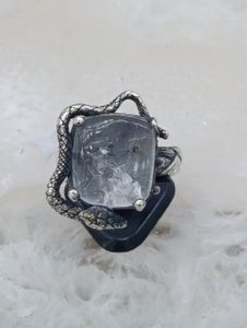 Bague Serpent Tendance Faite à la Main en Argent Sterling 925 avec Quartz Synthétique et Placage Rhodium - Cadeau & Fête Istanbul - Product Image 3