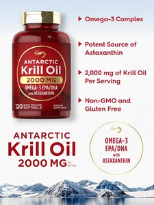 Huile de Krill Antartique toute neuve 2000 mg 120 gélules molles |   Oméga-3 EPA, DHA, avec Astaxan fin - Product Image 2