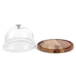 Support à gâteau moderne en bois avec couvercle en verre Support à gâteau en bois élégant, fantaisie, unique et élégant Support à gâteau de service de mariage moderne pour fournisseurs en gros - Product Image 5