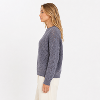 Pull en laine tricoté sur mesure pour femme, prix d'usine, motif ajouré 7GG, coupe oversize