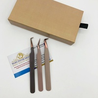 Extensions de cils Pince à épiler en forme de L Pince à cils Fan de couleur nue à 90 degrés avec emballage