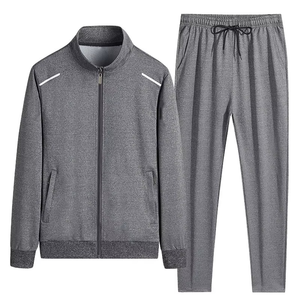 Nouvel ensemble deux pièces d'hiver sur mesure 100% coton polaire à séchage rapide respirant sweat-shirt et pantalon de survêtement uni streetwear zippé sport - Product Image 4